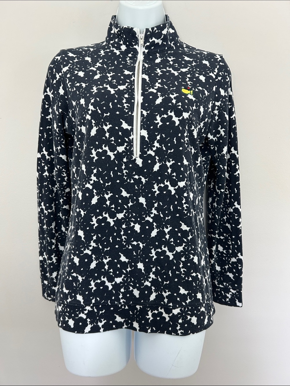 Peter Millar Masters Women’s Black and White Floral Half-Zip Pullover